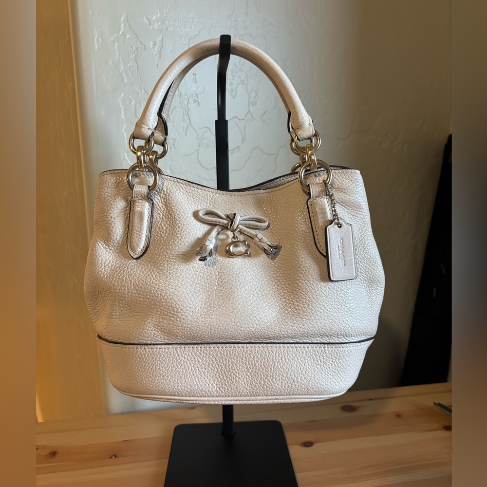 Coach White Micro Ally Leather Satchel
